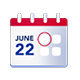 A calendar with the date June 22 highlighted