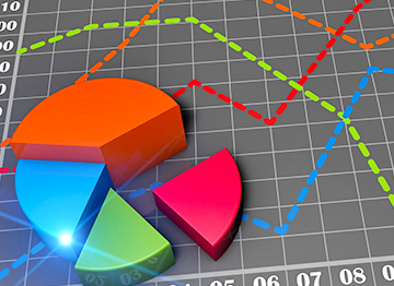 Article Image - 3-D image of a pie chart on a graph. Learn 6 steps to keep your investments on track.